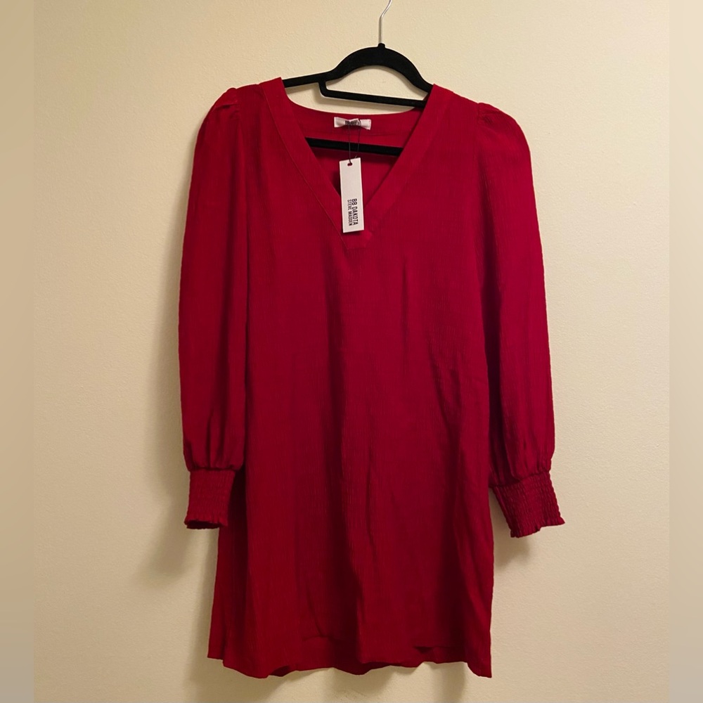 BB Dakota x Steve Madden Ruston Textured Long Sleeve Shift Minidress Small